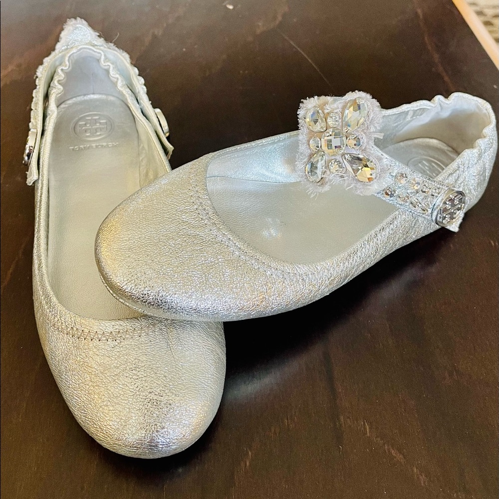 Tory Burch Minnie Embellished Two Way Ballet Flats.